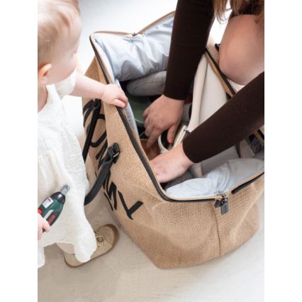 Childhome - Mala de muda da roupa MOMMY BAG RAFFIA LOOK bege