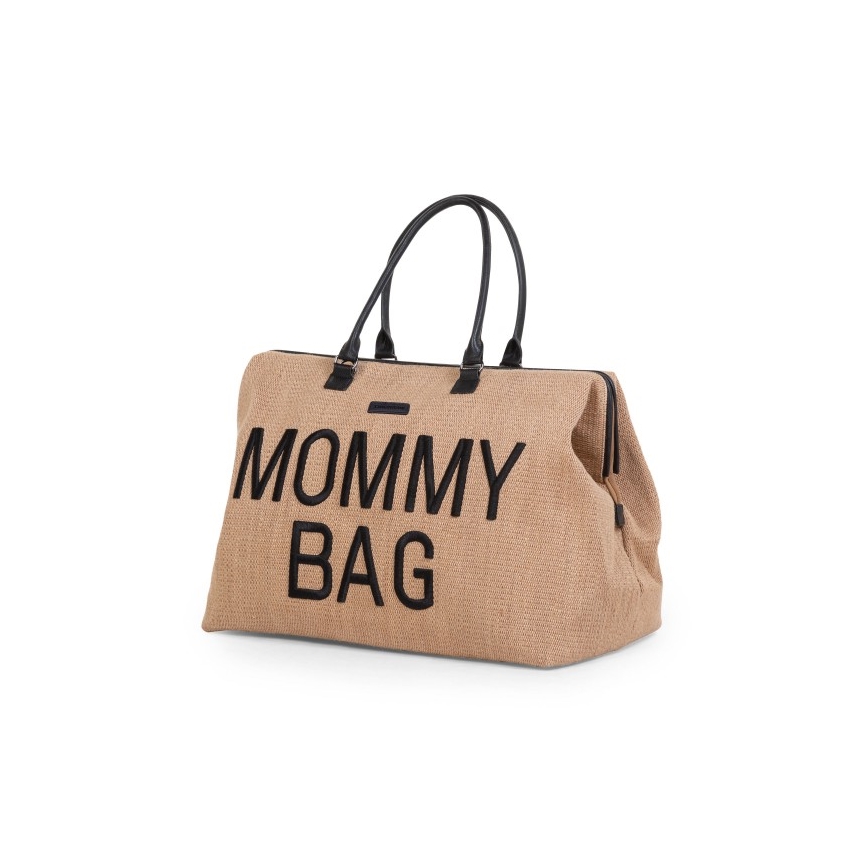Childhome - Mala de muda da roupa MOMMY BAG RAFFIA LOOK bege