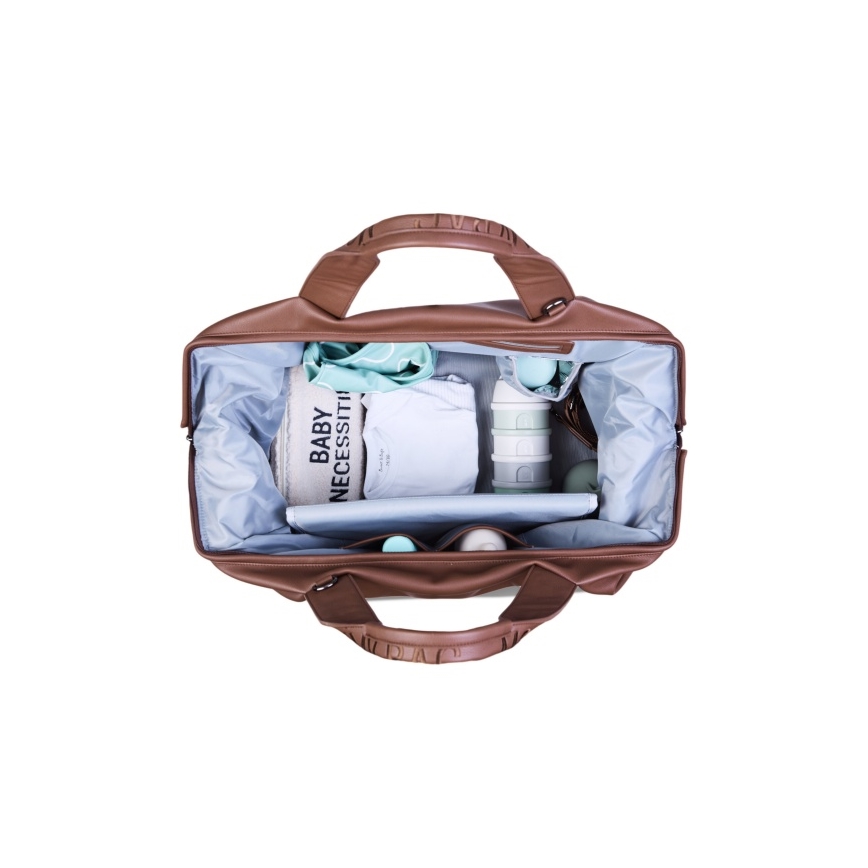 Childhome - Saco de muda da roupa MOMMY BAG LEATHER castanho