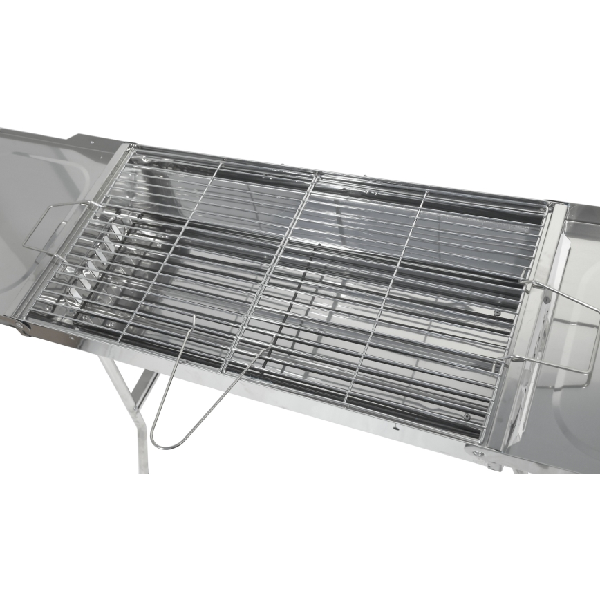 Churrasqueira de carvão vegetal portátil cromado brilhante