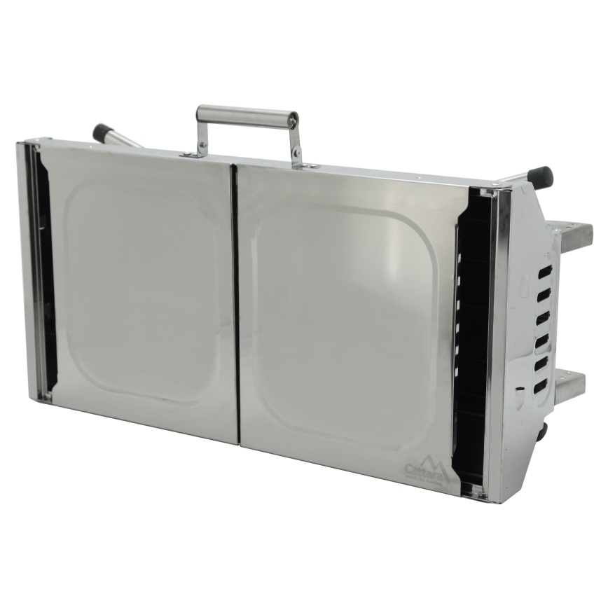 Churrasqueira de carvão vegetal portátil cromado brilhante