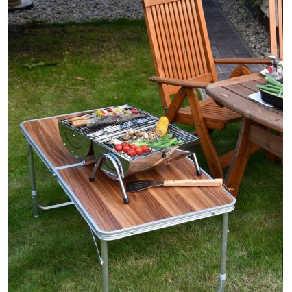 Churrasqueira de carvão vegetal portátil cromado brilhante