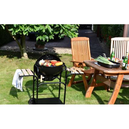 Churrasqueira de carvão vegetal portátil preto/ madeira