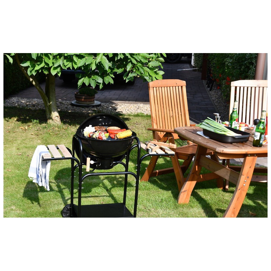 Churrasqueira de carvão vegetal portátil preto/ madeira