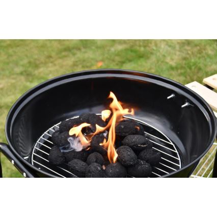 Churrasqueira de carvão vegetal portátil preto/ madeira