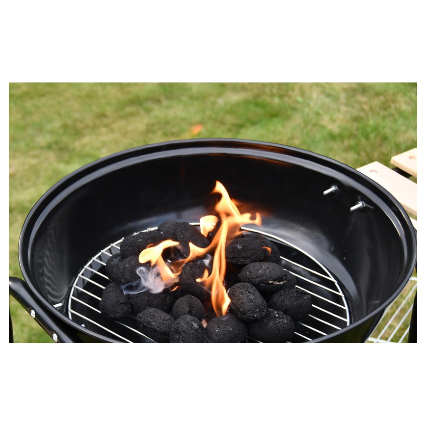 Churrasqueira de carvão vegetal portátil preto/ madeira