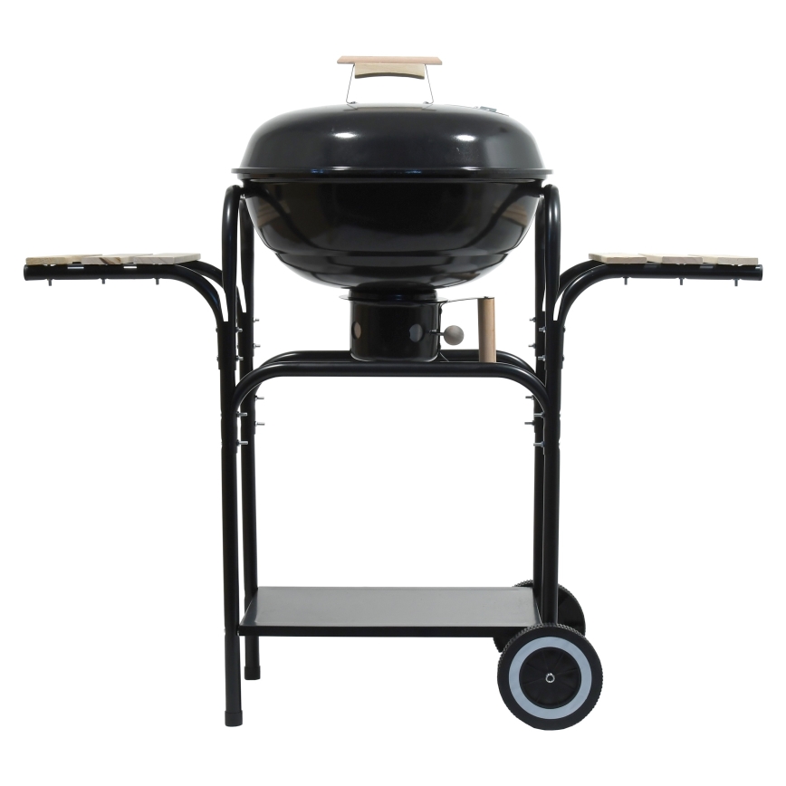 Churrasqueira de carvão vegetal portátil preto/ madeira