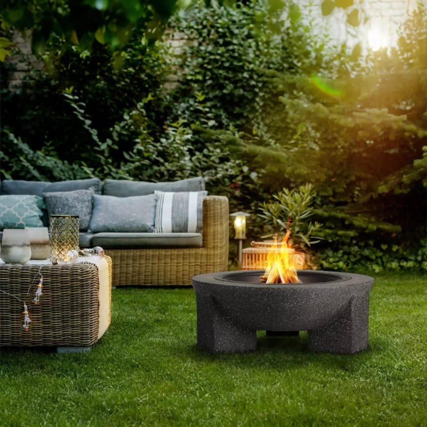 Churrasqueira portátil com grelha 74x30 cm preta/granito escuro