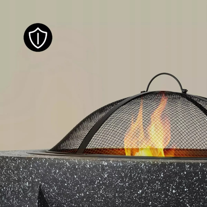 Churrasqueira portátil com grelha 74x30 cm preta/granito escuro