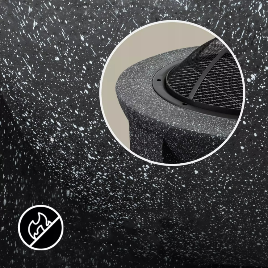 Churrasqueira portátil com grelha 74x30 cm preta/granito escuro