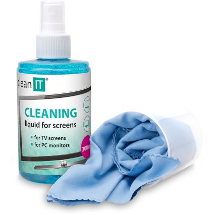 CLEAN IT CL-180 - Solução de limpeza para ecrãs com pano 200 ml