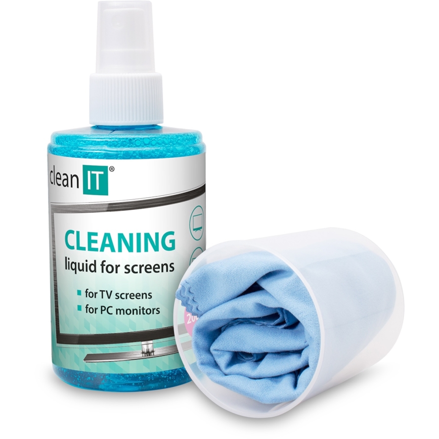 CLEAN IT CL-180 - Solução de limpeza para ecrãs com pano 200 ml