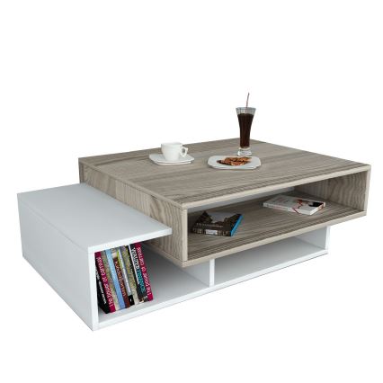 Mesa de centro TAB 32x105 cm bege/branco