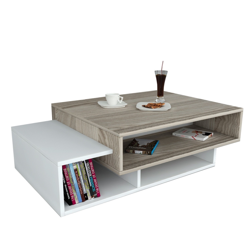 Mesa de centro TAB 32x105 cm bege/branco