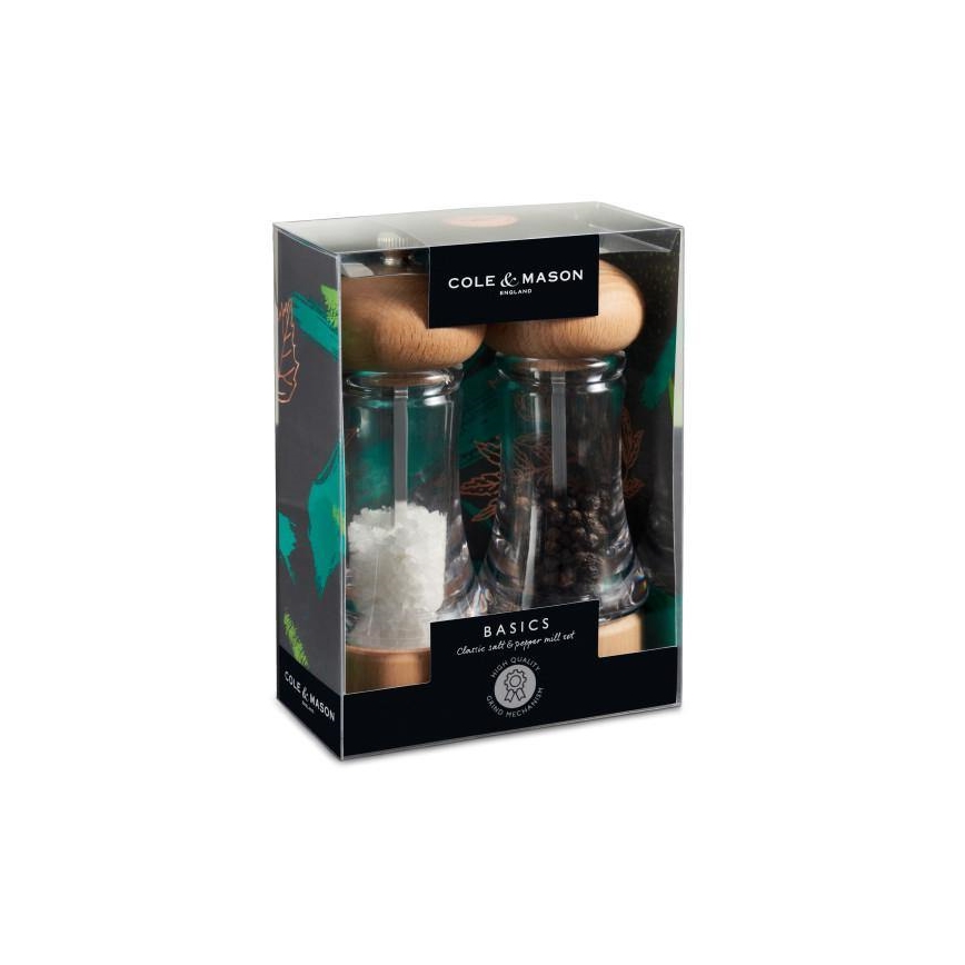 Cole&Mason - Conjunto de moedores de sal grosso e pimenta BASICS 2 pçs faia 16 cm