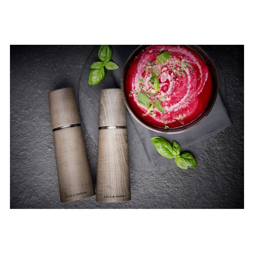 Cole&Mason - Conjunto de moedores de sal grosso e pimenta MARLOW faia 2 pçs 18,5 cm