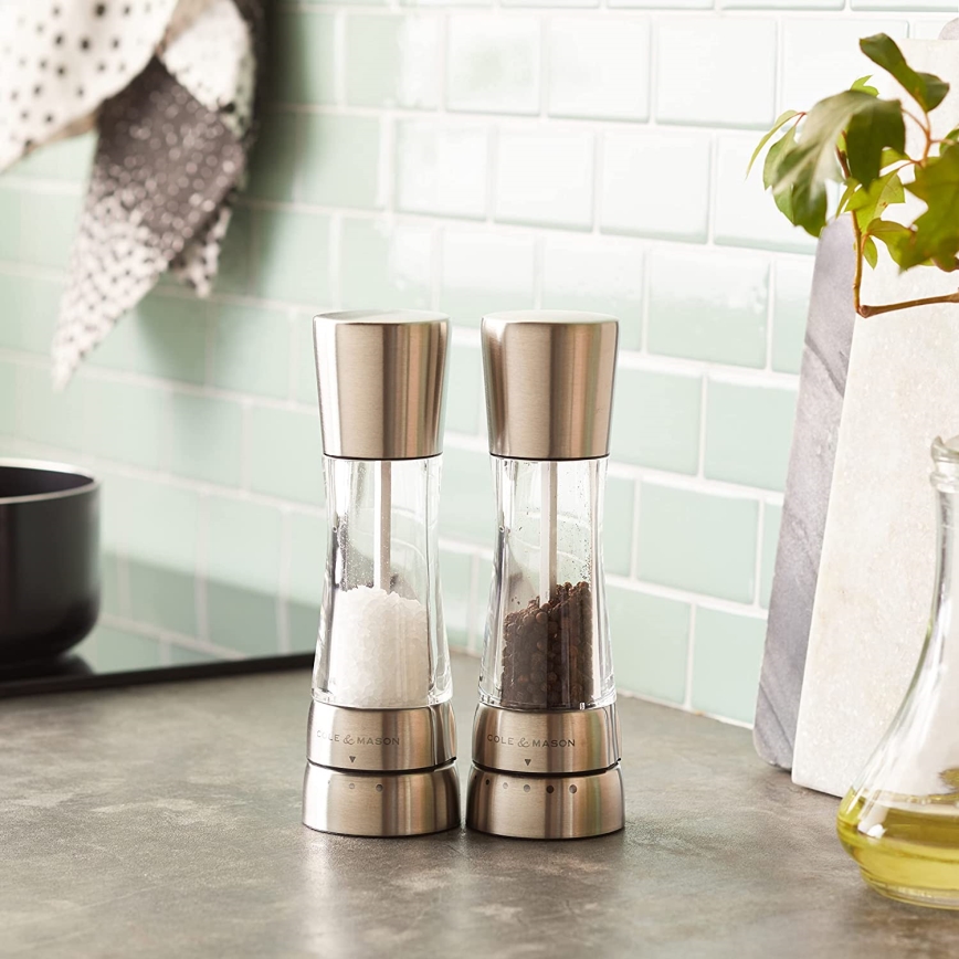 Cole&Mason - Conjunto de moinhos de sal e pimenta DERWENT 2 peças 19 cm cromo brilhante