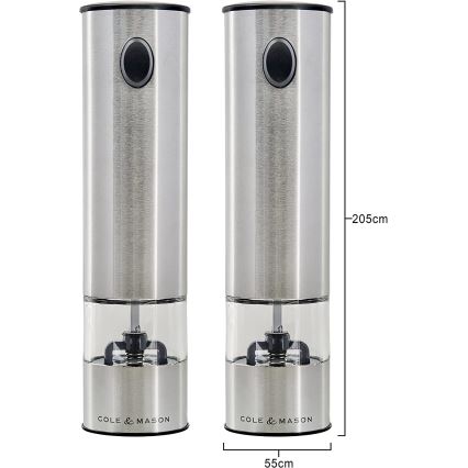 Cole&Mason - Conjunto de moinhos elétricos de especiarias BATTERSEA 2 unidades 6xAAA