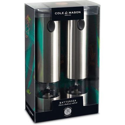Cole&Mason - Conjunto de moinhos elétricos de especiarias BATTERSEA 2 unidades 6xAAA