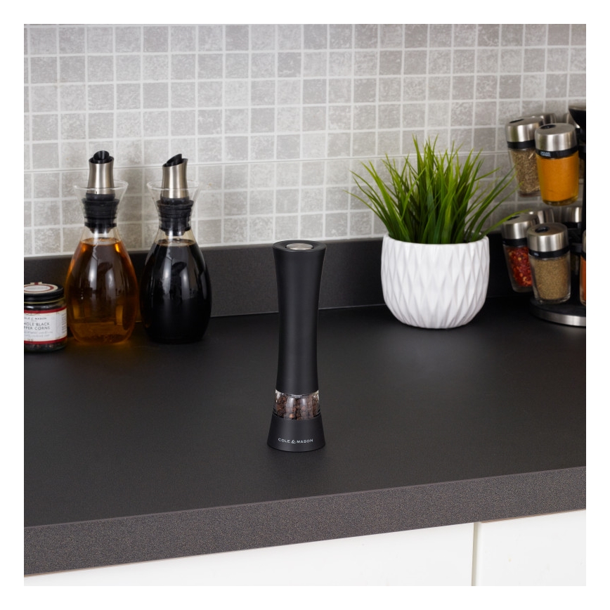 Cole&Mason - Moinho elétrico para sal ou pimenta BURFORD 4xAAA 18 cm preto