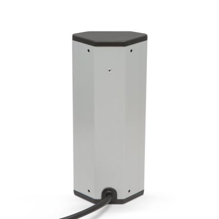 Coluna de tomadas de canto 3x230 V + 2x USB-A preta/prateada