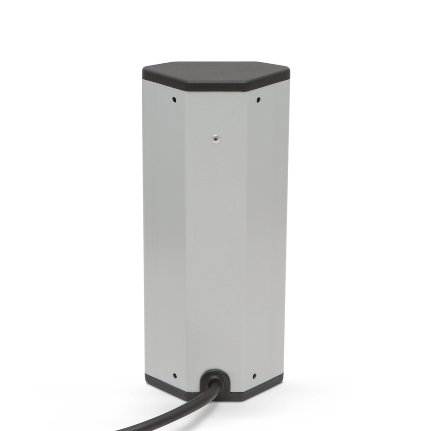 Coluna de tomadas de canto 3x230 V + 2x USB-A preta/prateada
