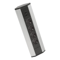 Coluna de tomadas de canto 4x230V + 2xUSB-A preto/prateado