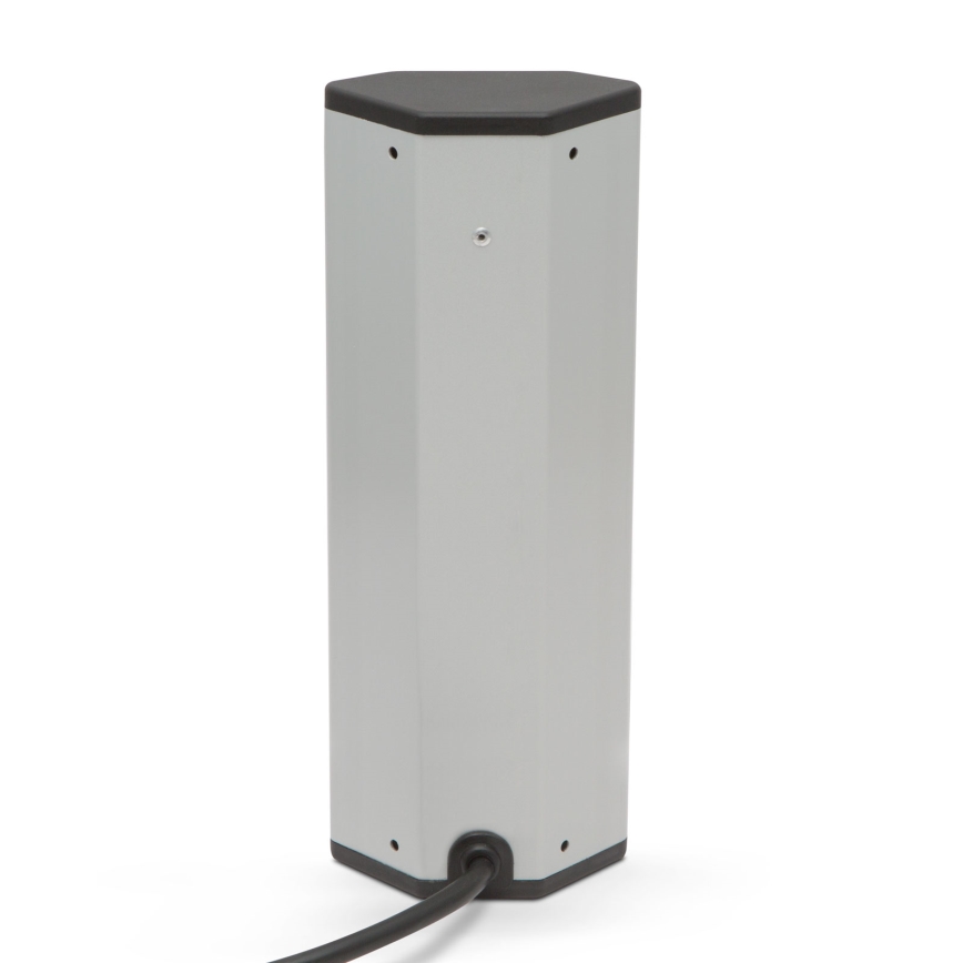 Coluna de tomadas de canto 4x230V + 2xUSB-A preto/prateado