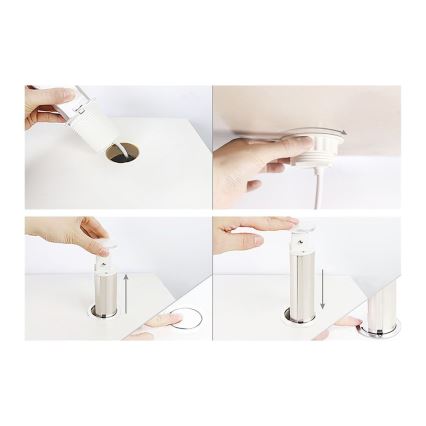 Coluna de tomadas embutível para tampo de secretária — 2x230V + USB-A + USB-C