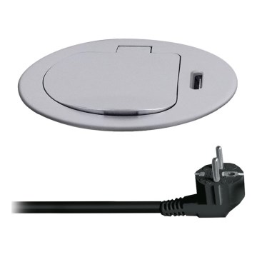 Coluna de tomadas para tampo de mesa 1x230V + USB-C Power Delivery prateado/preto