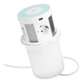 Coluna de tomadas para tampo de mesa com carregamento sem fios 4x230V + 2xUSB-A + 2xUSB-C branca