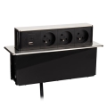 Coluna de tomadas para tampo de secretária 3x230V + USB-A + USB-C