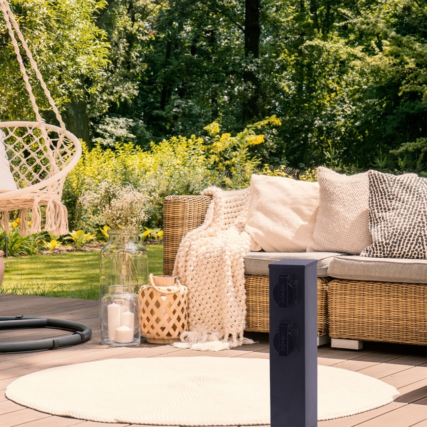 Coluna exterior com tomada 2Z SCHUKO 230V IP44 40 cm preto