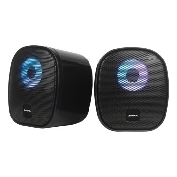 Colunas USB com RGB e retroiluminação 2x3W/5V preto