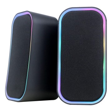 Colunas USB com RGB e retroiluminação 2x3W/5V preto