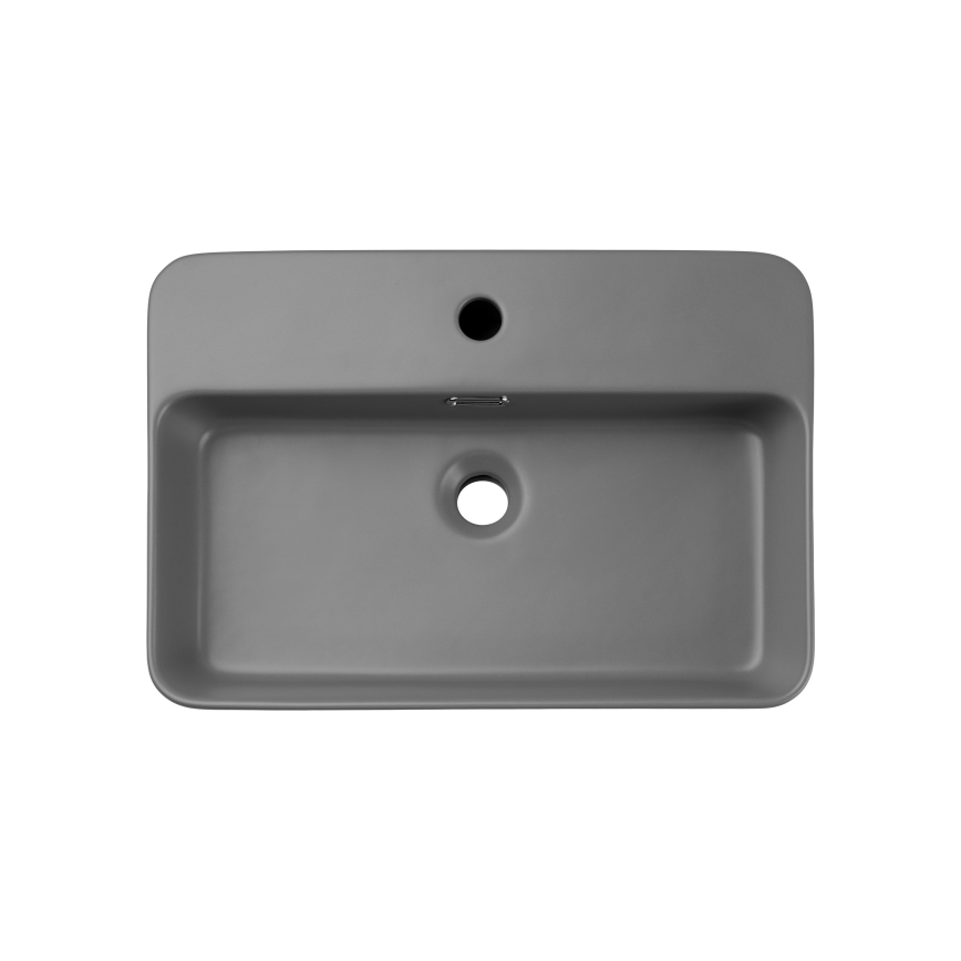 COMAD TRUST 2 CINZA CLARO MATE (E-6282) - Lavatório de encostar TRUST 55x38 cm cerâmica/cinza mate