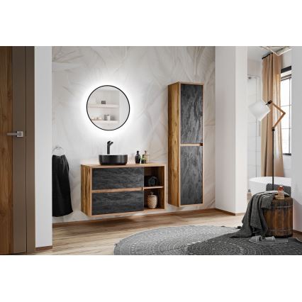 COMAD UM-6259 SIMPLE 8. - Lavatório de encostar SIMPLE diâmetro 36 cm cerâmica/branco mate/preto mate