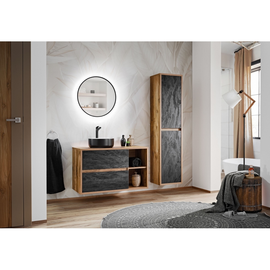 COMAD UM-6259 SIMPLE 8. - Lavatório de encostar SIMPLE diâmetro 36 cm cerâmica/branco mate/preto mate