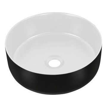 COMAD UM-6259 SIMPLE 8. - Lavatório de encostar SIMPLE diâmetro 36 cm cerâmica/branco mate/preto mate