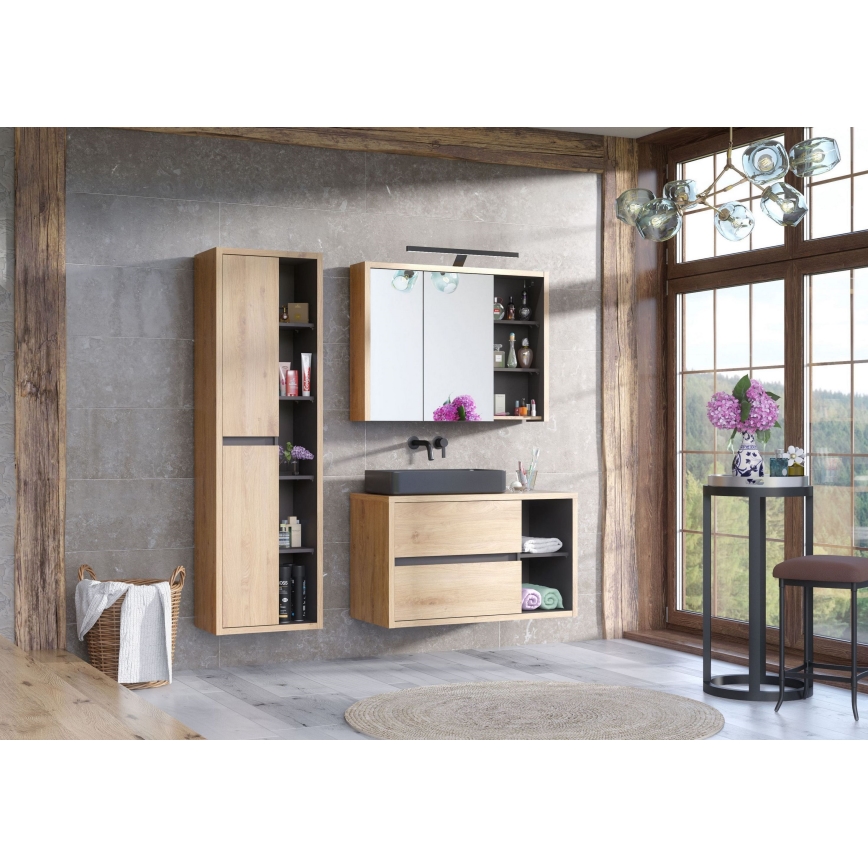 COMAD UM-6275 SLIM 60 BLACK DP - Lavatório de encostar SLIM 61x34 cm cerâmica/preto fosco