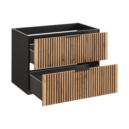 COMAD XILO BLACK WOTAN 82-80-D-2S - Móvel para lavatório XILO 57x80,2 cm, preto/carvalho Wotan