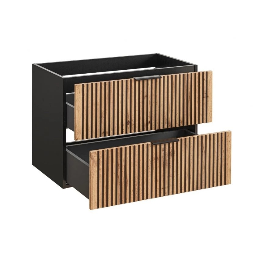 COMAD XILO BLACK WOTAN 82-80-D-2S - Móvel para lavatório XILO 57x80,2 cm, preto/carvalho Wotan