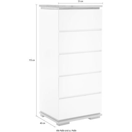 Cômoda ARVI branca/carvalho