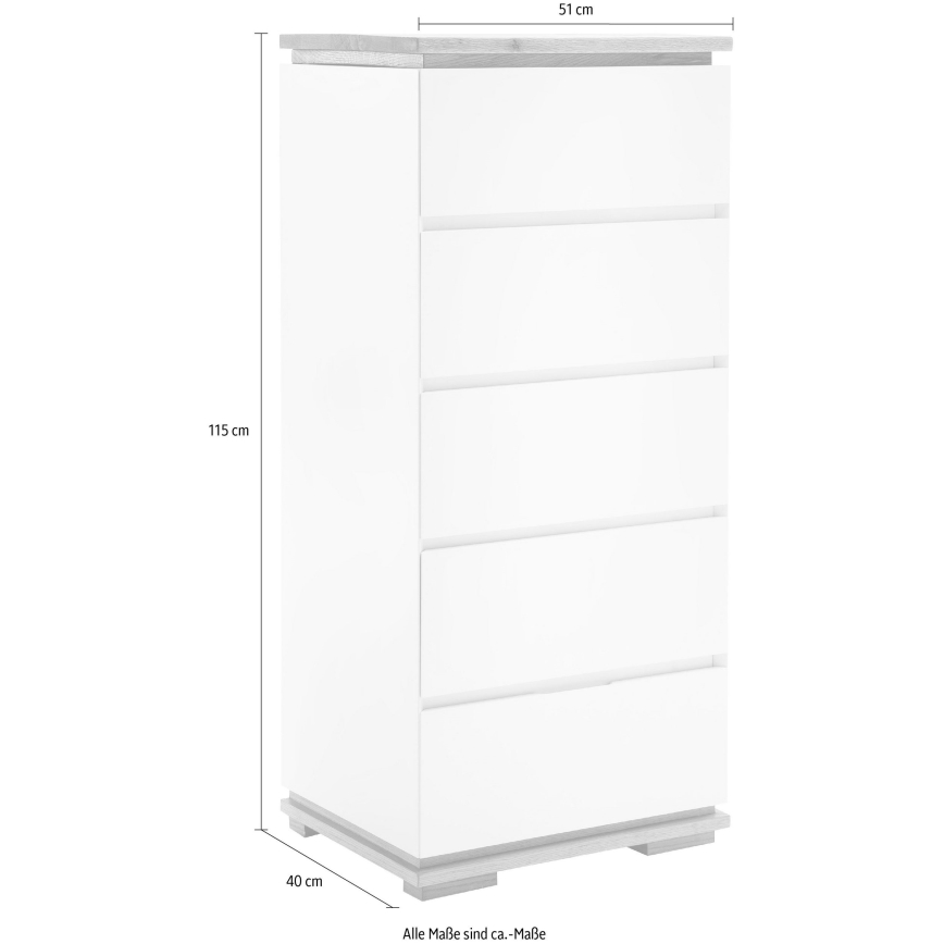 Cômoda ARVI branca/carvalho