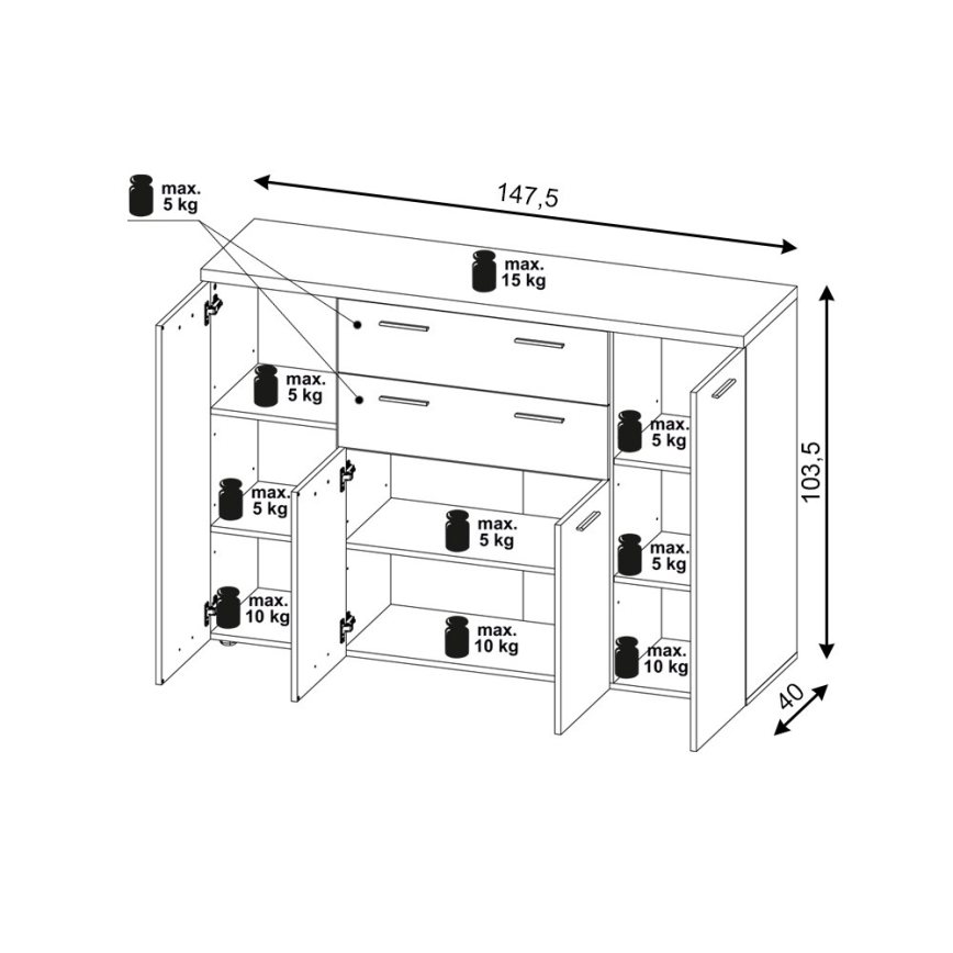 Cómoda BRUNO carvalho sonoma/branco