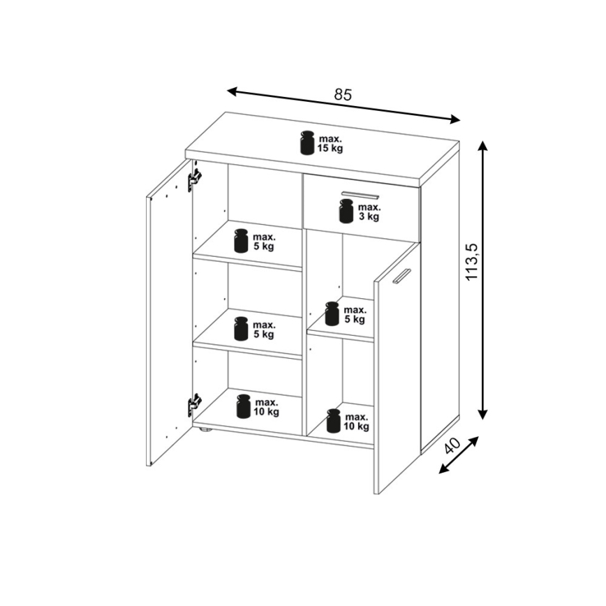 Cómoda BRUNO carvalho sonoma/branco
