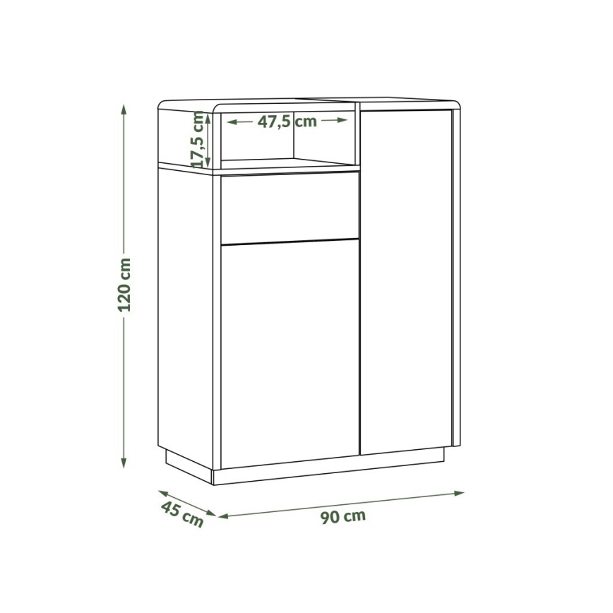 Cómoda com gaveta FRED branca/cinzenta