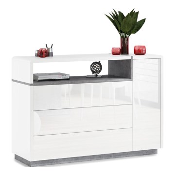 Cômoda com gaveta FRED branco/cinza