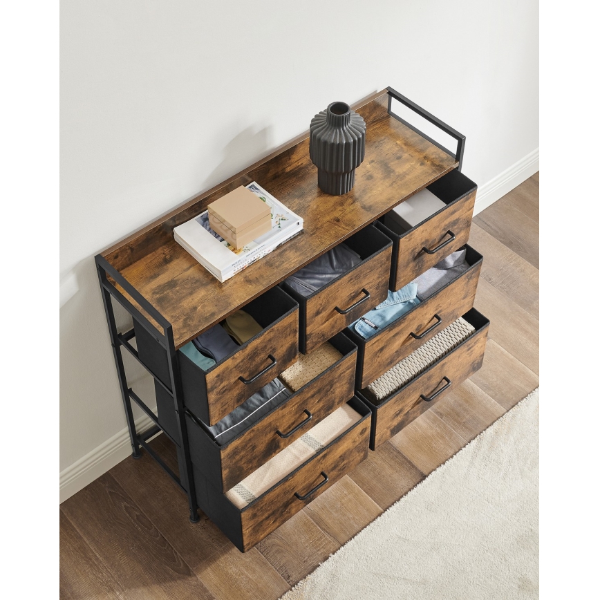 Cómoda com gavetas KIRA castanha/preta