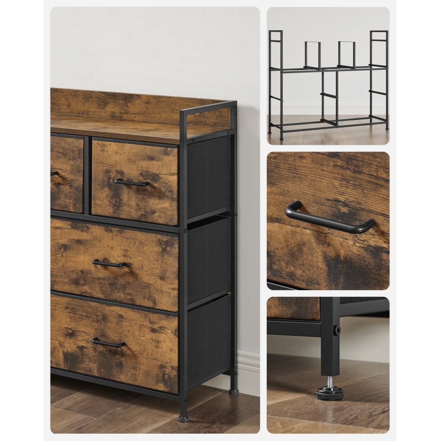 Cómoda com gavetas KIRA castanha/preta